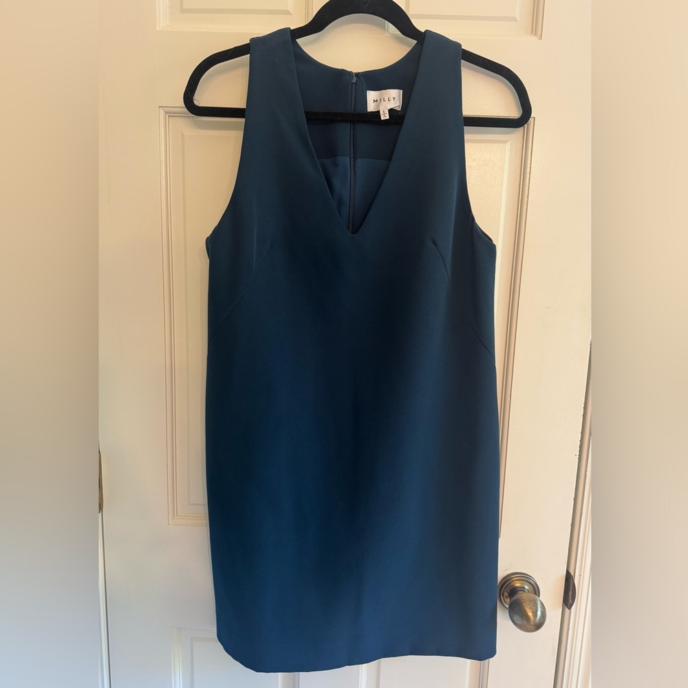 Milly Dark Teal Structured Shift Dress